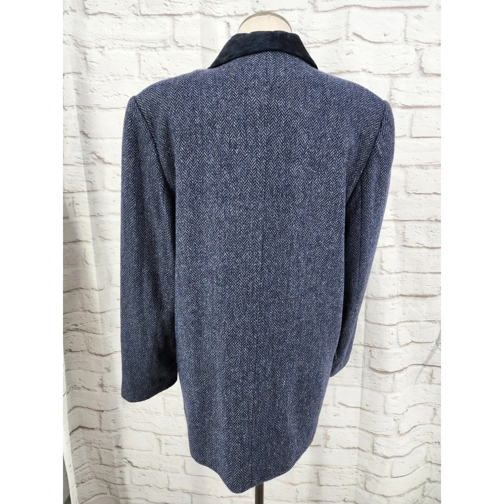 Vintage Herringbone Tweed Blazer Jacket Academia Heritage Longline Wool Size 12